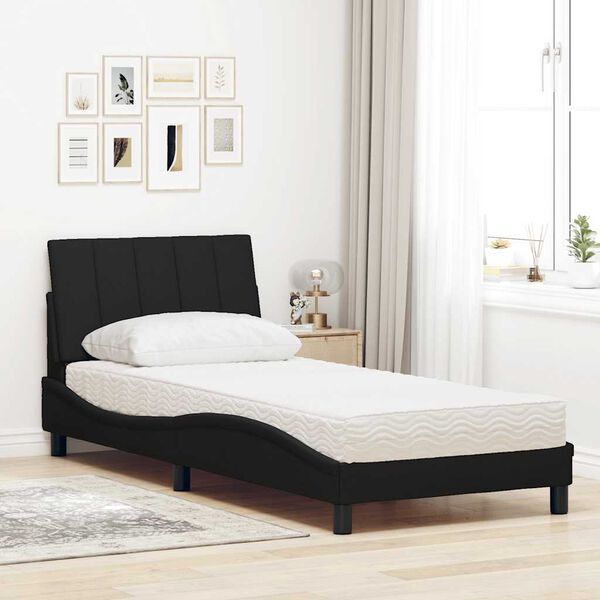 vidaXL Cama com colch&atilde;o Hanko 90x200 cm tecido preto