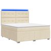 vidaXL Cama Box com LED e Colch&atilde;o Creme 140 x 200 cm Tecido