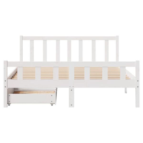 vidaXL Cama sem colchão 150x200 cm madeira de pinho maciça branco