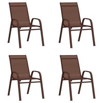 vidaXL Cadeiras de jardim empilháveis 4 pcs textilene castanho