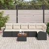 vidaXL Conjunto de Sof&aacute; de Jardim com almofada 7 pcs Preto vime PE