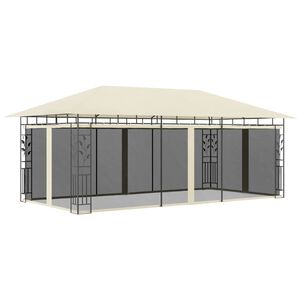 vidaXL Gazebo com rede mosquiteira 6x3x2,73 m creme