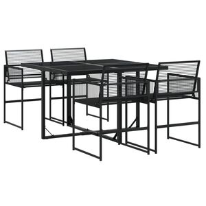 vidaXL 5 pcs conjunto de jantar p/ jardim vime PE preto