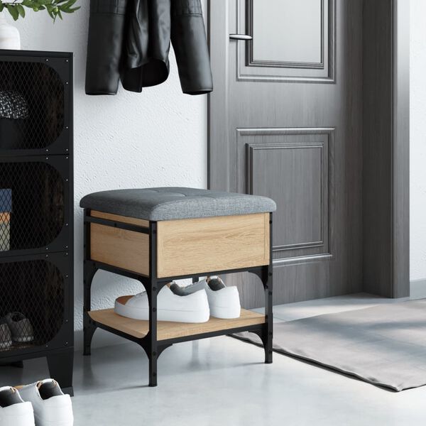 vidaXL Banco sapateira 42x42x45cm derivados de madeira carvalho sonoma