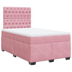 vidaXL Cama boxspring com colch&atilde;o 120x200 cm veludo rosa