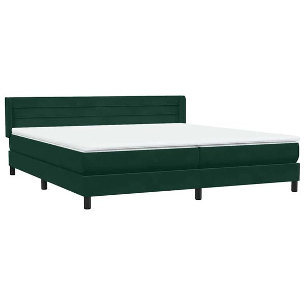 vidaXL Cama com molas/colch&atilde;o 180x210 cm veludo verde-escuro