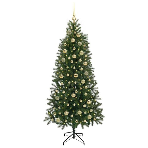 vidaXL &Aacute;rvore de Natal Artificial com 300 LEDs Verde 180 cm PE e PVC