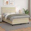 vidaXL Cama com molas/colch&atilde;o 140x200 cm couro artificial cor creme