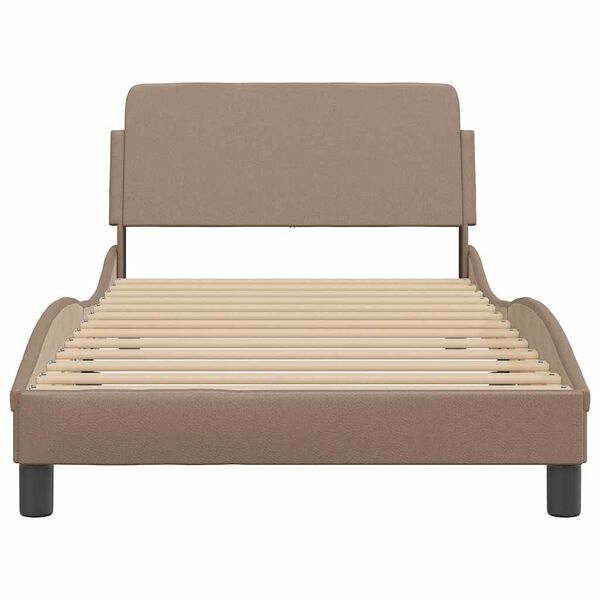 vidaXL Estrutura de cama Dover 100x200 cm couro artificial cappuccino