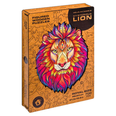 UNIDRAGON Puzzle de madeira 700 pcs Mysterious Lion Royal Size 42x54cm