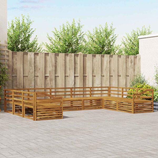 vidaXL Conjuntos de sof&aacute;s 9 pcs Natural Madeira S&oacute;lida de Ac&aacute;cia