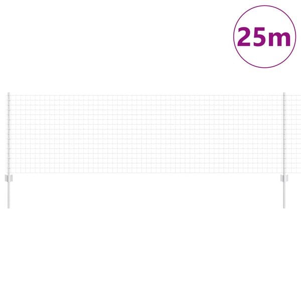 vidaXL Cerca com Poste Prateado 0,8 x 25 m A&ccedil;o