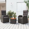 vidaXL 3 pcs conjunto lounge para jardim vime PE/ac&aacute;cia maci&ccedil;a preto