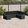 vidaXL 7 pcs conjunto de sof&aacute;s p/ jardim c/ almofad&otilde;es vime PE preto