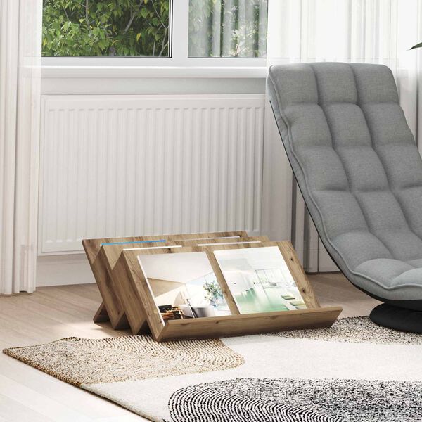 vidaXL Estante de Revistas Carvalho Artesanal 65 x 53 x 28,5 cm