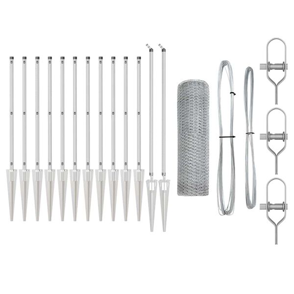 vidaXL Poste de Cerca Prateado 25 x 0,4 m (malha de 13 mm) A&ccedil;o