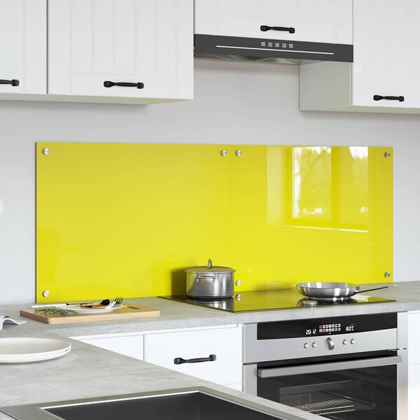 vidaXL Painel de cozinha 2 pcs Amarelo 70 x 50 cm vidro temperado