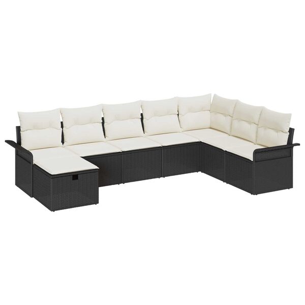 vidaXL Conjunto de Sof&aacute; de Jardim 8 pcs Preto Rattan Sint&eacute;tico