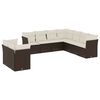 vidaXL 9 pcs conjunto sof&aacute;s p/ jardim c/ almofad&otilde;es vime PE castanho