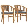 vidaXL Cadeiras de jardim c/ almofad&otilde;es 2 pcs madeira de teca maci&ccedil;a