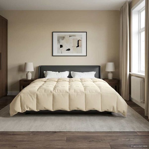 vidaXL Edredom de Inverno Colchonete Creme 240 x 260 cm Microfibra