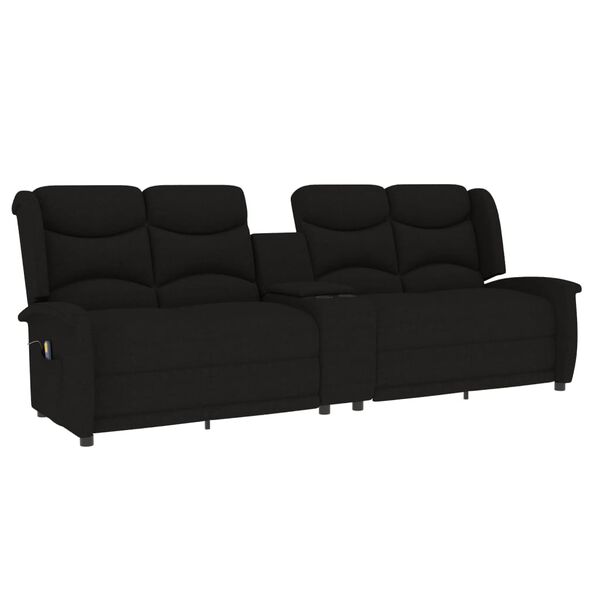 vidaXL Poltrona massagem 4 lug. reclin&aacute;vel c/ suporte copo preto
