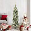 vidaXL &Aacute;rvore Slim de Natal Artificial Verde e Branco 150 cm