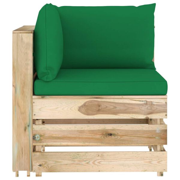 vidaXL 10 pcs conj. lounge jardim c/ almofad&otilde;es madeira impreg. verde