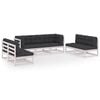 vidaXL 7 pcs conjunto lounge de jardim c/ almofad&otilde;es pinho maci&ccedil;o