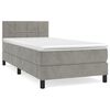 vidaXL Cama com molas/colch&atilde;o 100x200 cm veludo cinza-claro