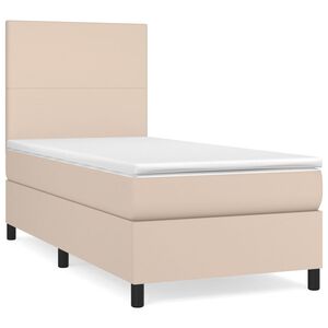 vidaXL Cama com molas/colch&atilde;o 90x200 cm couro artificial cappuccino