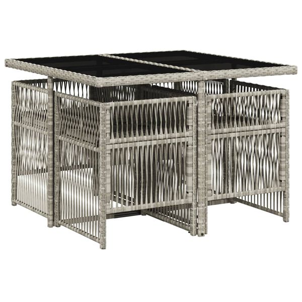 vidaXL 5 pcs conjunto de jantar p/ jardim c/ almofad&otilde;es cinzento claro