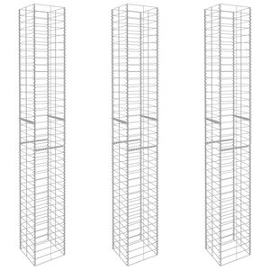 vidaXL Cestos gabi&atilde;o 3 pcs a&ccedil;o galvanizado 25x25x197 cm