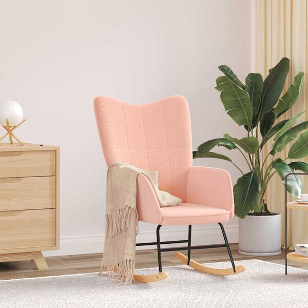 vidaXL Cadeira de baloi&ccedil;o Rosa Tecido Sherpa