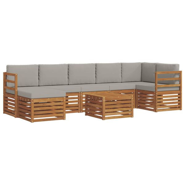 vidaXL Conjunto de Sof&aacute; Sectional 8 pcs Cinza Natural e Claro