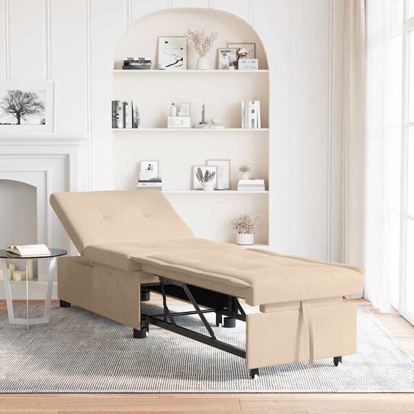 vidaXL Sof&aacute;-cama retr&aacute;til Creme 194 x 67 x 82 cm Microfibra
