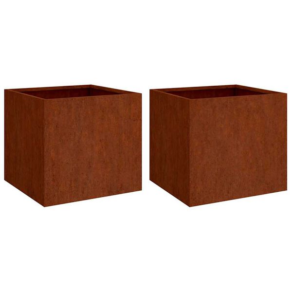 vidaXL Vasos/floreiras 2 pcs 49x47x46 cm a&ccedil;o corten