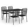 vidaXL 5 pcs conjunto de jantar p/ jardim corda de algod&atilde;o e a&ccedil;o preto