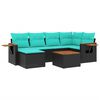 vidaXL 7 pcs conjunto de sof&aacute;s p/ jardim c/ almofad&otilde;es vime PE preto