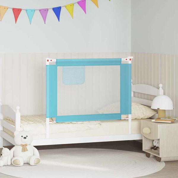 vidaXL Barra de seguran&ccedil;a p/ cama infantil tecido 100x25 cm azul