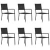 vidaXL Cadeiras de jantar empilh&aacute;veis para jardim 6 pcs vime PE preto