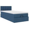 vidaXL Estrutura de cama otomana com colch&atilde;o tecido azul 90x190cm