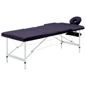 vidaXL Mesa de massagens dobr&aacute;vel 3 zonas alum&iacute;nio roxo