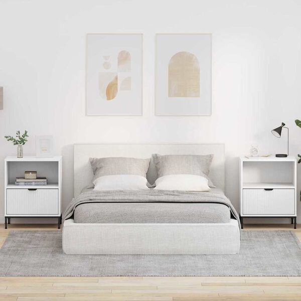 vidaXL Arm&aacute;rio de Cabeceira com gaveta 2 pcs Branco 49 x 36 x 61 cm