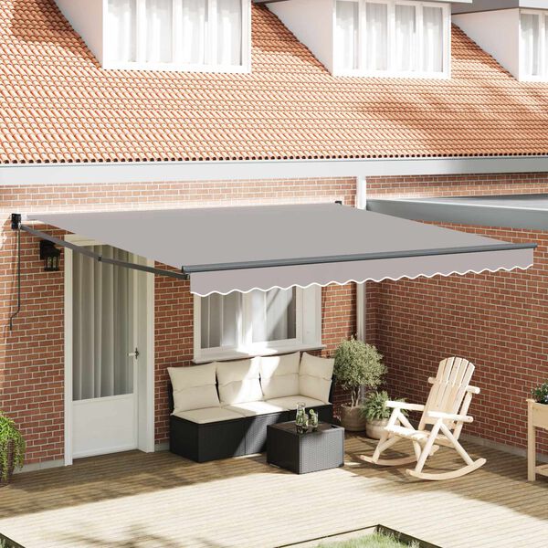 vidaXL Toldo Retr&aacute;til Cinzento-claro 400 &times; 300 cm Poli&eacute;ster e Alum&iacute;nio