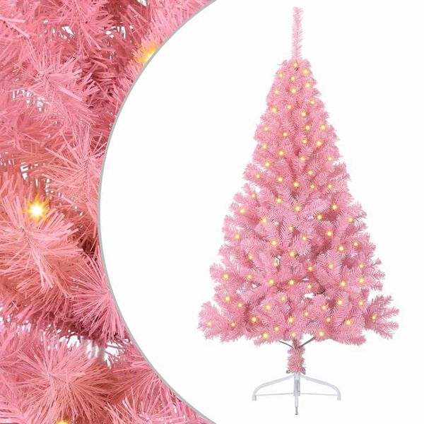 vidaXL &Aacute;rvore de Natal Artificial Pr&eacute;-iluminada Rosa 120 cm PVC