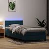 vidaXL Cama box spring c/ colch&atilde;o e LED 80x220 cm veludo azul-escuro
