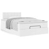 vidaXL Estrutura de cama otomana com colch&atilde;o branco couro falso