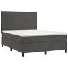 vidaXL Cama box spring c/ colch&atilde;o/LED 140x190cm veludo cinzento-escuro