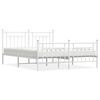 vidaXL Estrutura de cama com cabeceira e p&eacute;s 183x213 cm metal branco